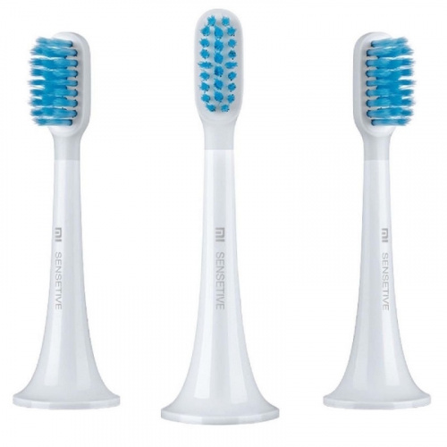 Сменные насадки для зубной щетки XIAOMI Mi Electric Toothbrush T300/T500 белая 3шт синяя щетина RU