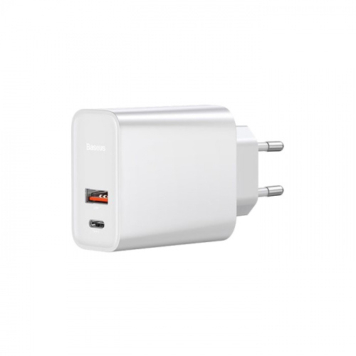 Сетевое зарядное устройство Адаптер Блок питания Baseus Speed PD 30W+QC3.0 Type-C USB-C+USB белое CCFS-C02 фото 8