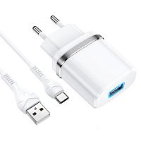 Сетевое зарядное устройство Адаптер Блок питания HOCO N1 USB 2.4A белое