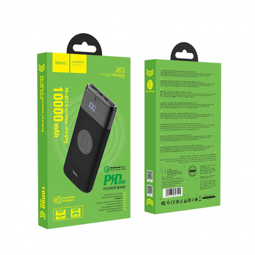 Внешний аккумулятор повербанк Power bank HOCO J63 10000mAh PD 20W + QC3.0 с беспроводной зарядкой белый фото 7