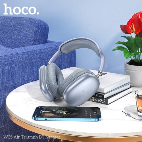 Наушники беспроводные накладные HOCO W35 Air Triumph серебро фото 7 Наушники беспроводные накладные HOCO W35 Air Triumph серебро фото 7